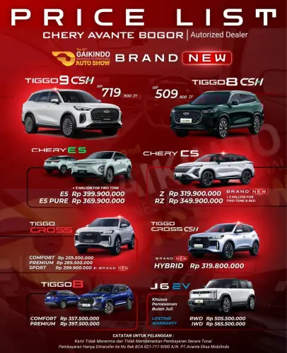 Pricelist Harga Chery margonda 2025